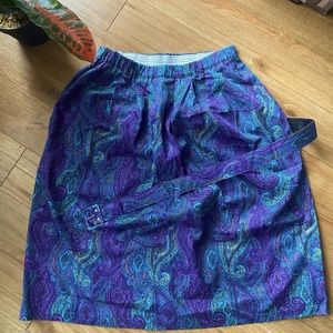 Vintage Blair Paisley Skirt With Matching Belt - purple / blue